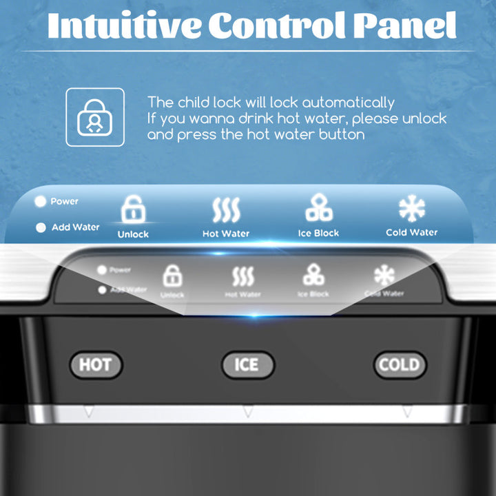 Ice Maker with Built-in Water Cooler Dispenser and 3 Temperature Settings