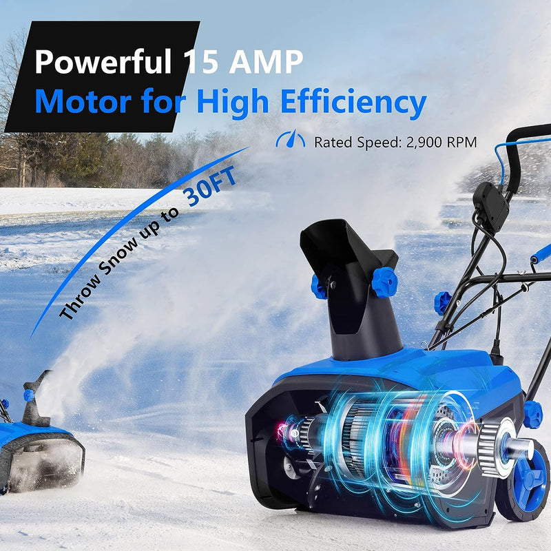 20 Inch Snow Blower 120V 15A Electric Snow Thrower with 180° Rotatable Chute and Ergonomic Handle for Yard Driveway