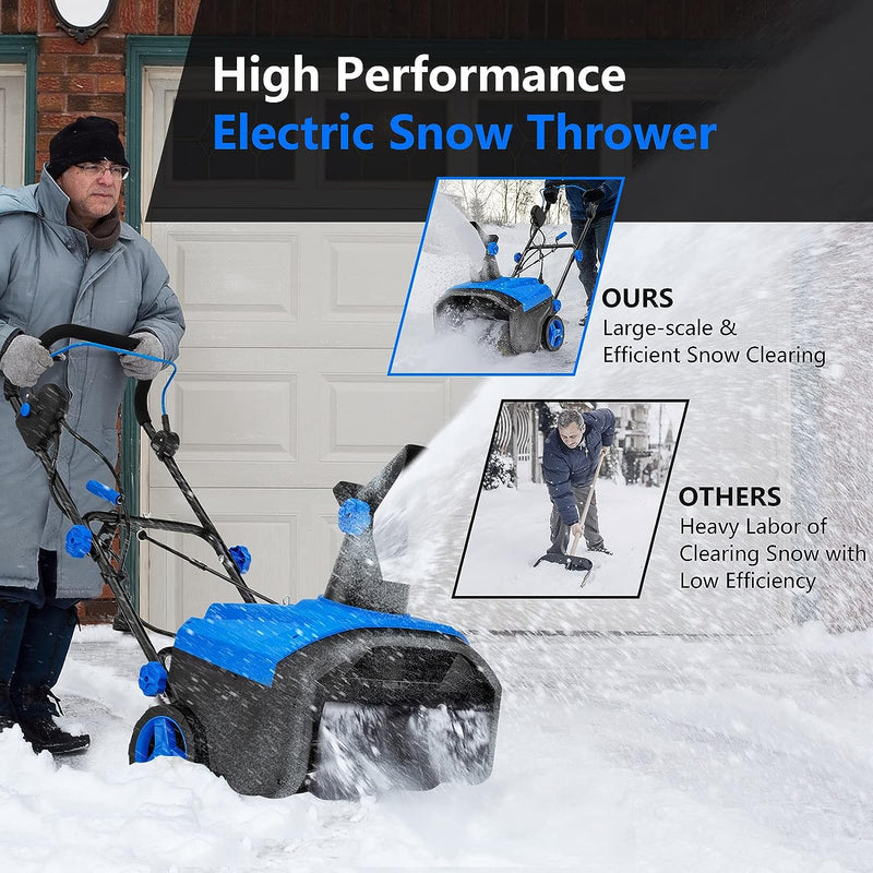 20 Inch Snow Blower 120V 15A Electric Snow Thrower with 180° Rotatable Chute and Ergonomic Handle for Yard Driveway
