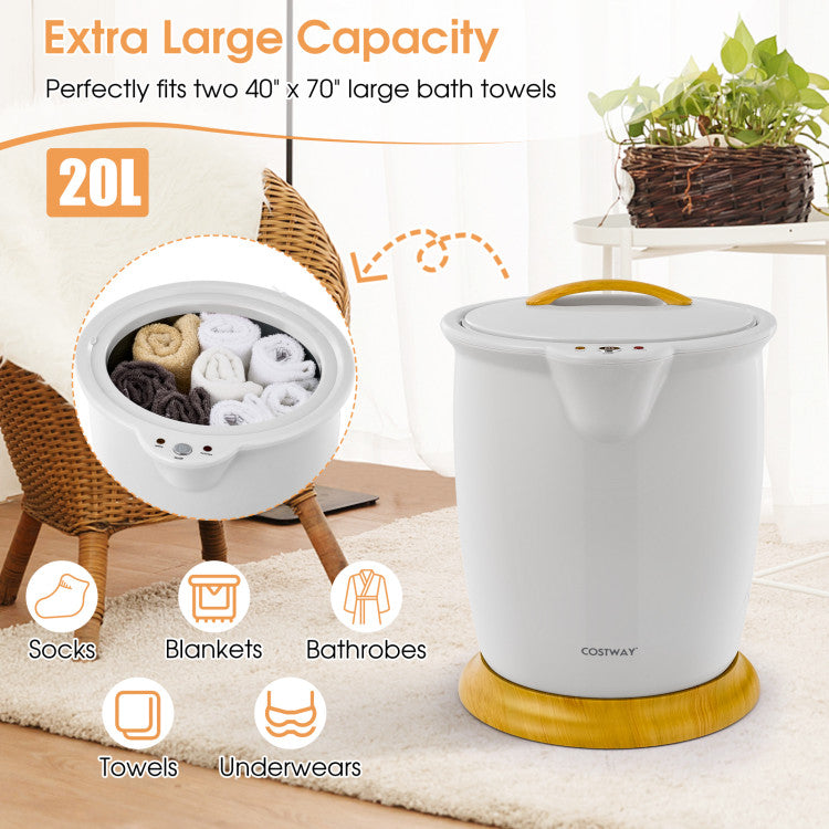 20L Portable Bucket Style Towel Warmer Luxury Towel Heater with Fragrance Holder and Auto Shut Off for Bathroom