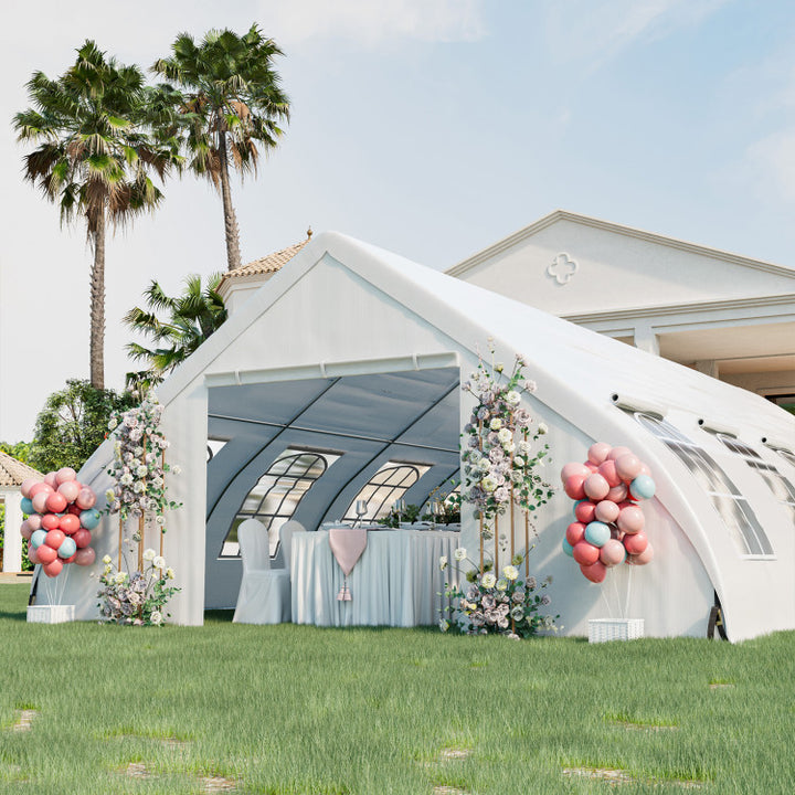 20 x 40 FT Heavy Duty Peach Shaped Wedding Canopy Party Tent Outdoor Gazebo Event Shelter with Ground Bar and Zipper Doors