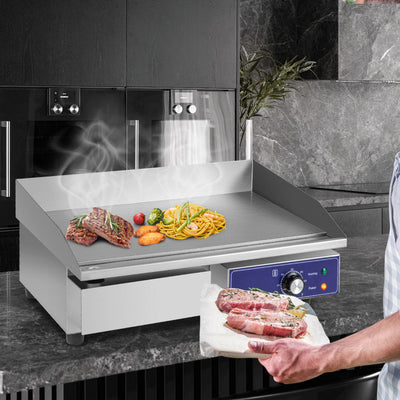 22 Inch Countertop Electric Griddle 2000W 110V Commercial Stainless Steel Grill