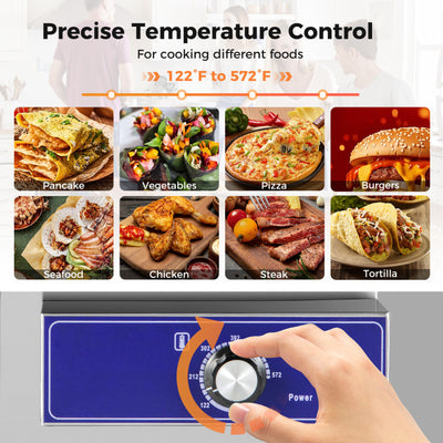 22 Inch Countertop Electric Griddle 2000W 110V Commercial Stainless Steel Grill