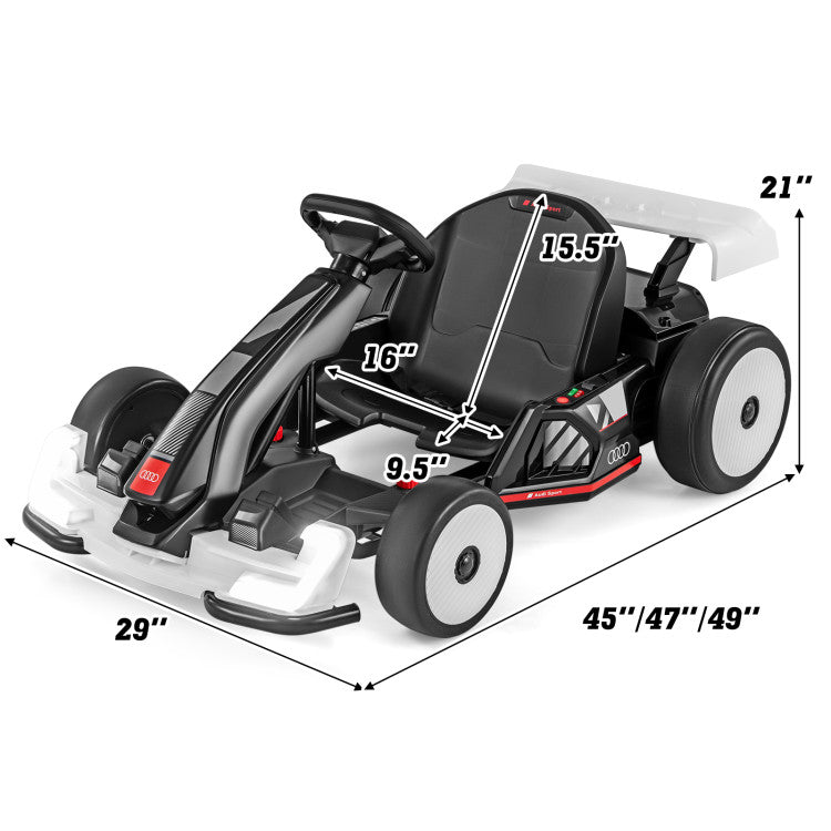 24V Kids Go Kart Licensed Audi Adjustable Ride on Racing Toy with Horn