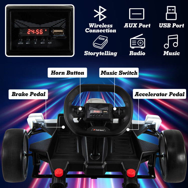 24V Kids Go Kart Licensed Audi Adjustable Ride on Racing Toy with Horn