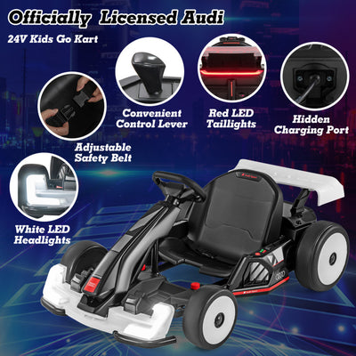 24V Kids Go Kart Licensed Audi Adjustable Ride on Racing Toy with Horn