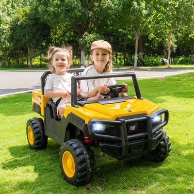 24V Ride On Dump Truck Licensed Caterpillar 2-Seater Kids Car with Remote Control
