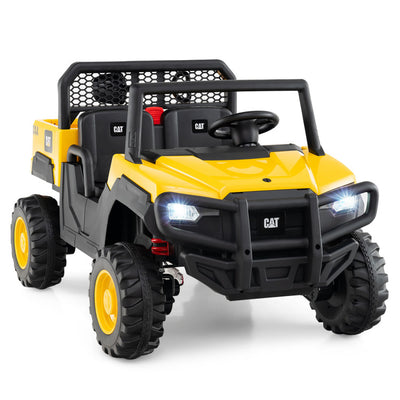 24V Ride On Dump Truck Licensed Caterpillar 2-Seater Kids Car with Remote Control