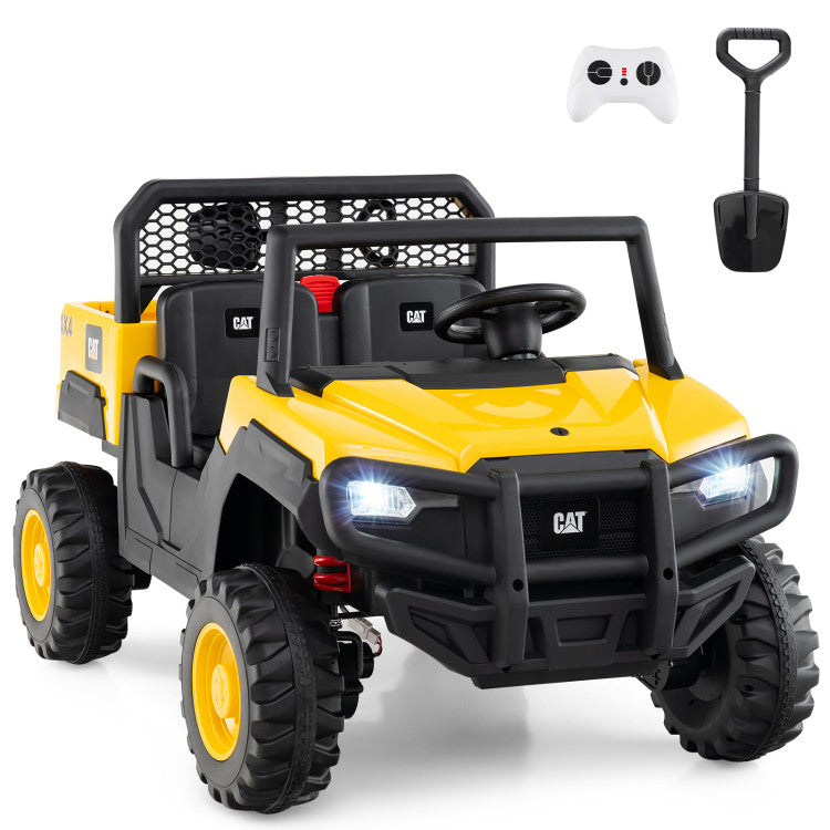 24V Ride On Dump Truck Licensed Caterpillar 2-Seater Kids Car with Remote Control