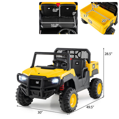 24V Ride On Dump Truck Licensed Caterpillar 2-Seater Kids Car with Remote Control