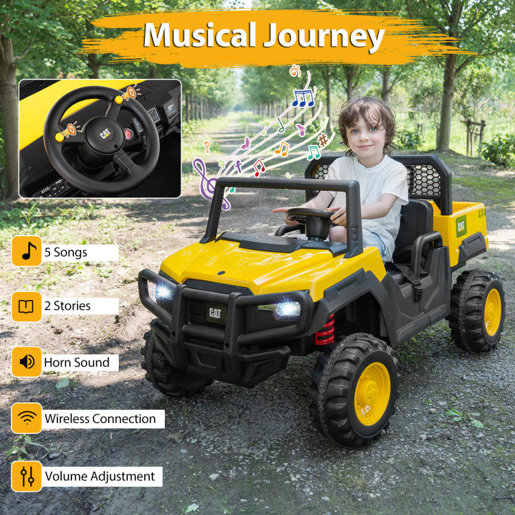 24V Ride On Dump Truck Licensed Caterpillar 2-Seater Kids Car with Remote Control