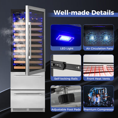 24 Inch Wine and Beverage Refrigerator with Independent Temperature Control