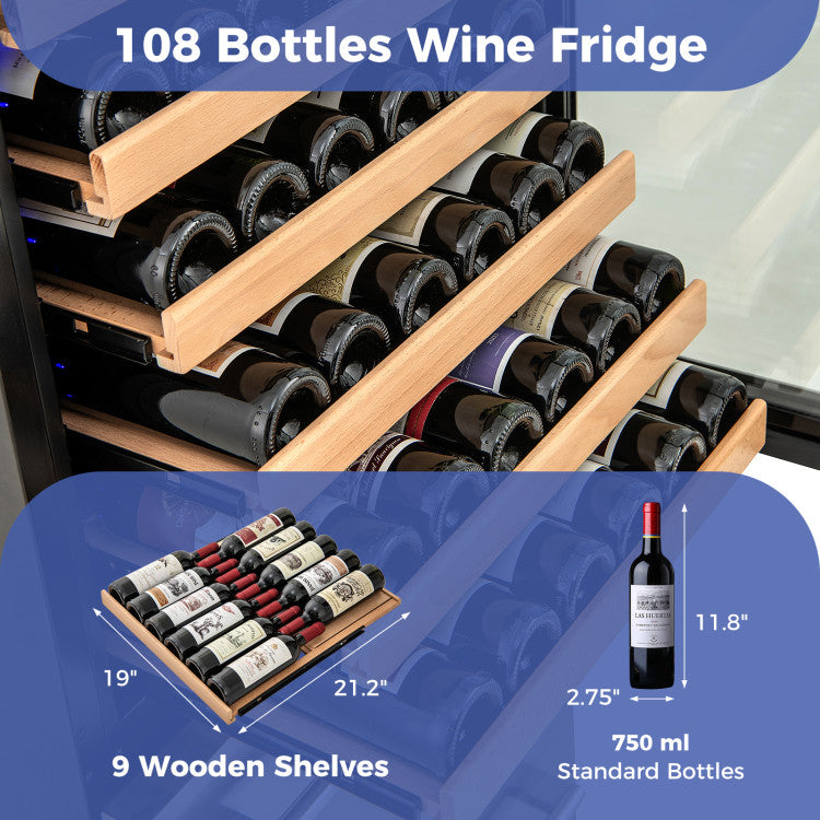 24 Inch Wine and Beverage Refrigerator with Independent Temperature Control