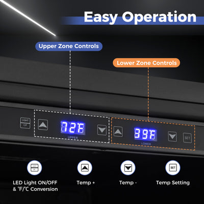 24 Inch Wine and Beverage Refrigerator with Independent Temperature Control