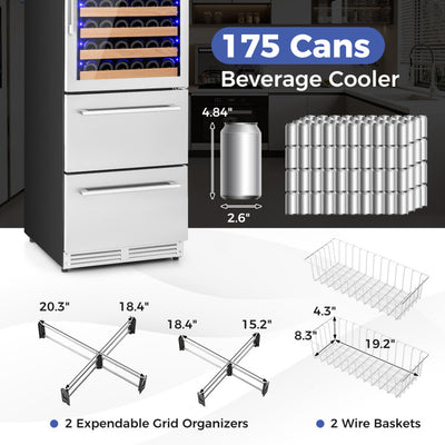 24 Inch Wine and Beverage Refrigerator with Independent Temperature Control