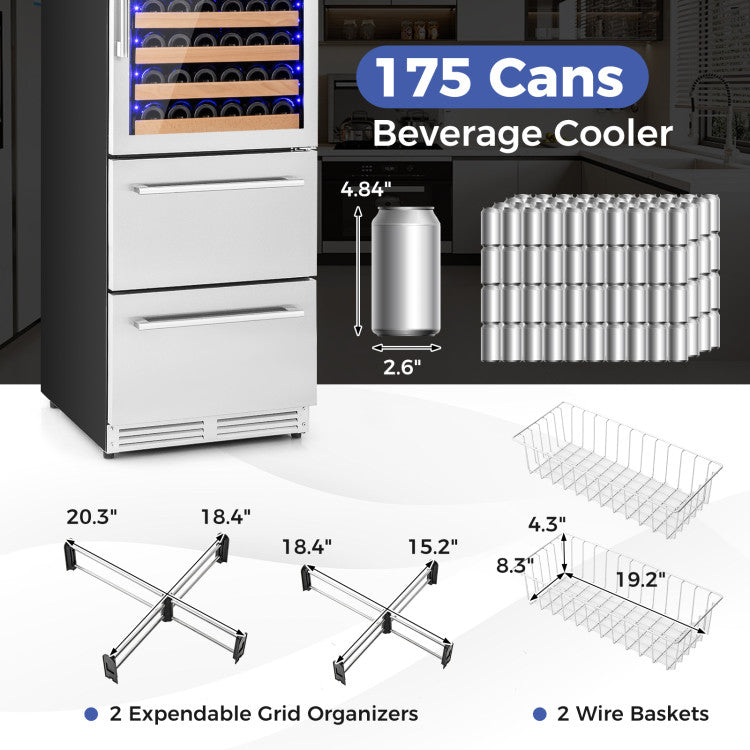 24 Inch Wine and Beverage Refrigerator with Independent Temperature Control