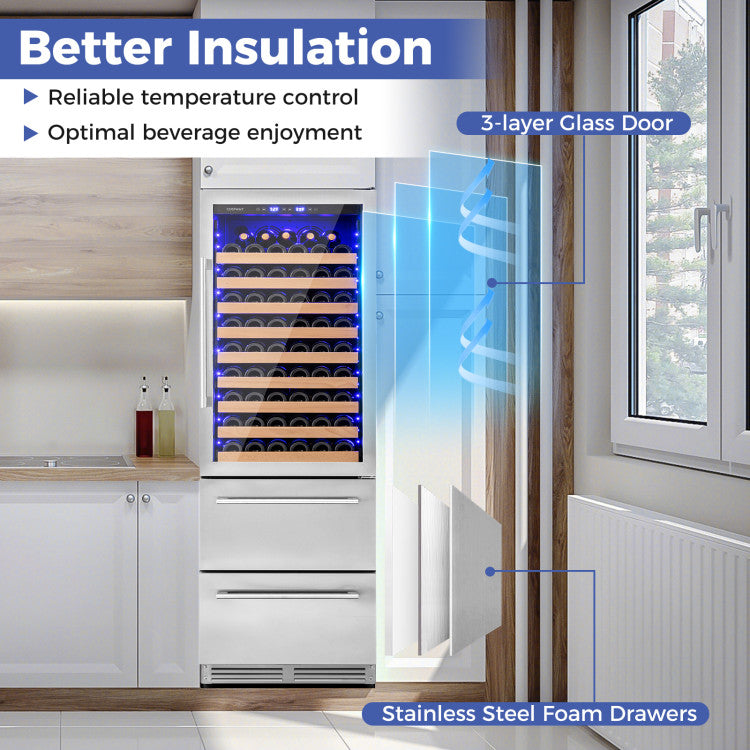 24 Inch Wine and Beverage Refrigerator with Independent Temperature Control