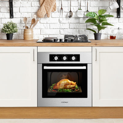24" Single Wall Oven 2300W Stainless Steel Electric Built-in Wall Oven with 5 Cooking Modes and 360° Hot Air Circulation