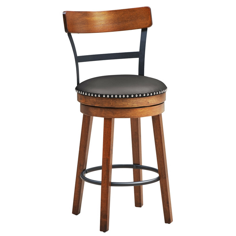 25.5 Inch 360-Degree Bar Swivel Stools with Leather Padded