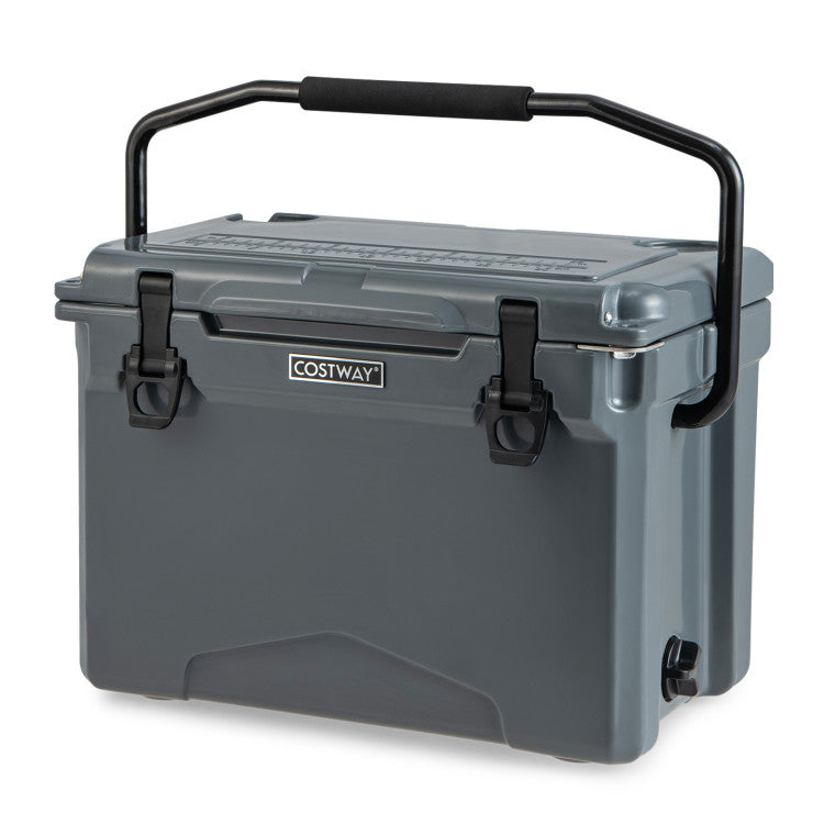 25 QT Portable Hard Cooler Heavy-Duty Rotomolded Cooler Insulated Ice Chest Box with Built-in Cup Holders and Aluminum Handle for Camping Fishing