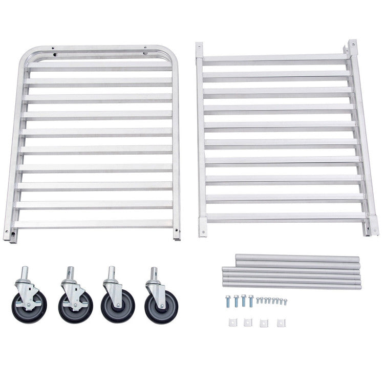 26 x 20 x 70 Inch 20-Tier Commercial Bakery Racks Aluminum Pan Rolling Trolley Storage Rack with Brake Wheels