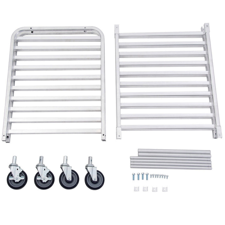 26 x 20 x 70 Inch 20-Tier Commercial Bakery Racks Aluminum Pan Rolling Trolley Storage Rack with Brake Wheels