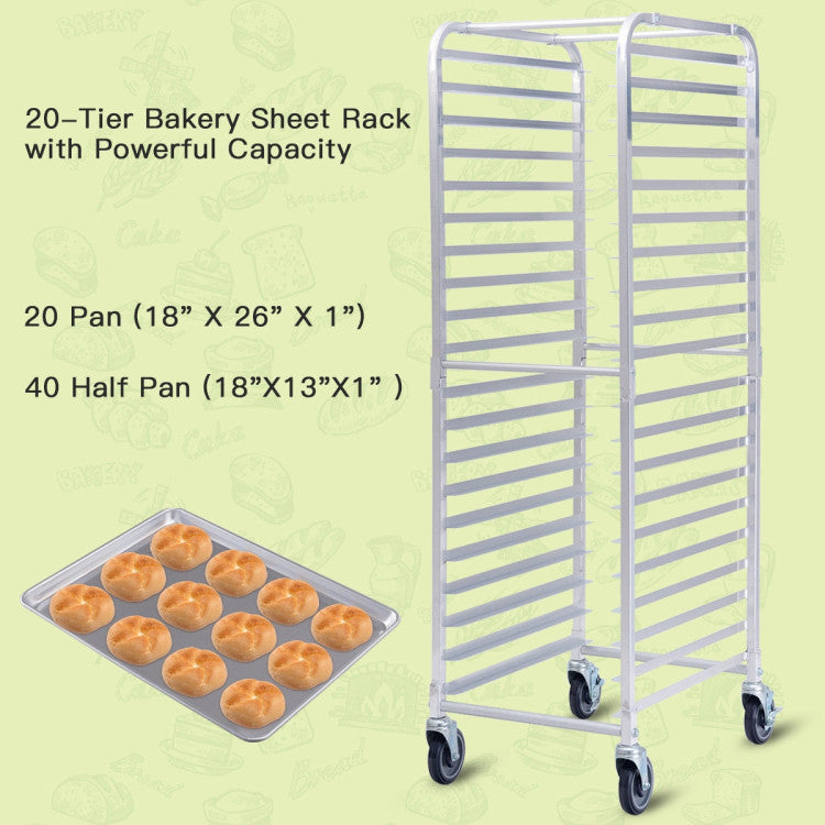26 x 20 x 70 Inch 20-Tier Commercial Bakery Racks Aluminum Pan Rolling ...