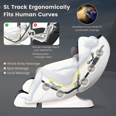 27-Full Body Massage Chair Zero Gravity SL Track Massaging Recliner with Airbags Heating and Foot Rollers