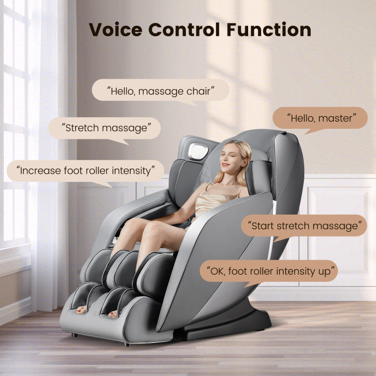 27-Full Body Massage Chair Zero Gravity SL Track Massaging Recliner with Airbags Heating and Foot Rollers
