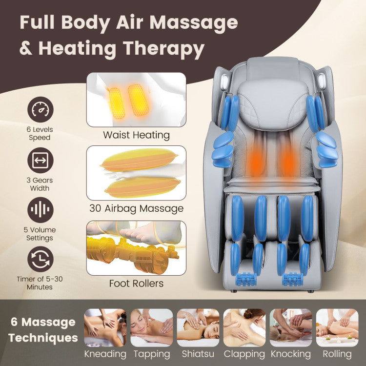 27-Full Body Massage Chair Zero Gravity SL Track Massaging Recliner with Airbags Heating and Foot Rollers