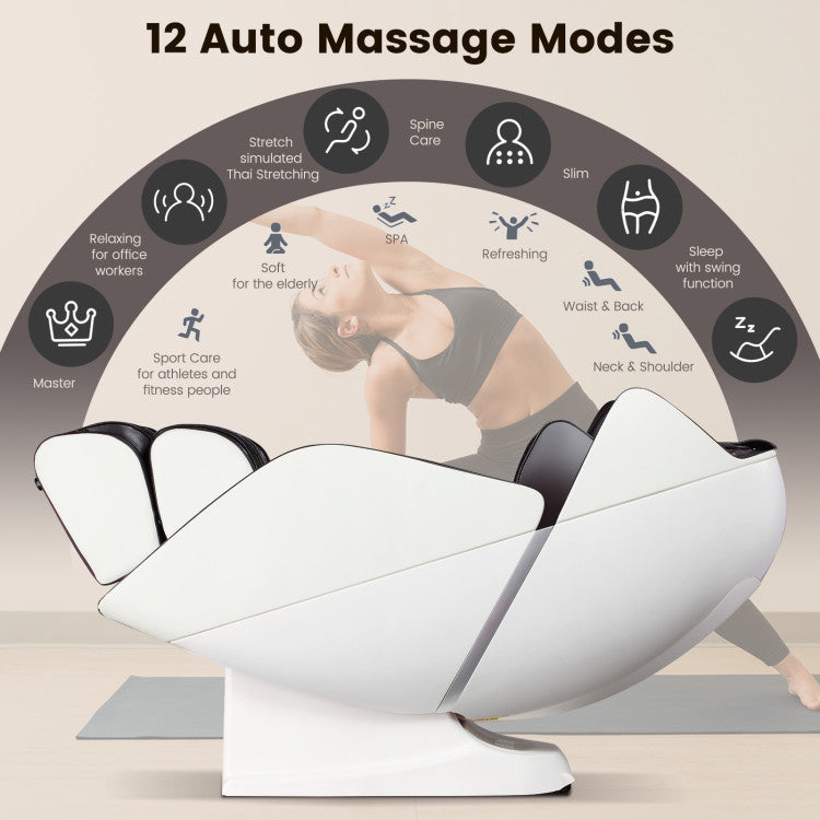 27-Full Body Massage Chair Zero Gravity SL Track Massaging Recliner with Airbags Heating and Foot Rollers