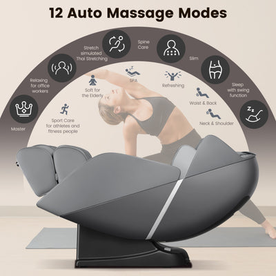 27-Full Body Massage Chair Zero Gravity SL Track Massaging Recliner with Airbags Heating and Foot Rollers