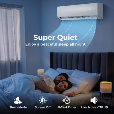27000 BTU 2 Zone Mini Split Air Conditioner 19 SEER2 Wifi Enabled Ductless Wall Mounted Inverter AC Unit with Remote Control and 24H Timer