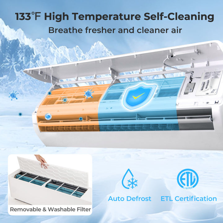 27000 BTU 2 Zone Mini Split Air Conditioner 22 SEER2 Wifi Enabled Wall Mount Ductless Inverter AC Unit with 24h Timer and Remote Control