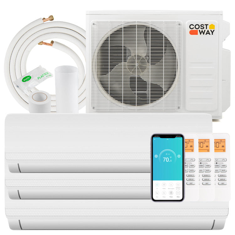 27,000 BTU 3-Zone Mini Split AC – 19 SEER2 WiFi Inverter with Heat Pump