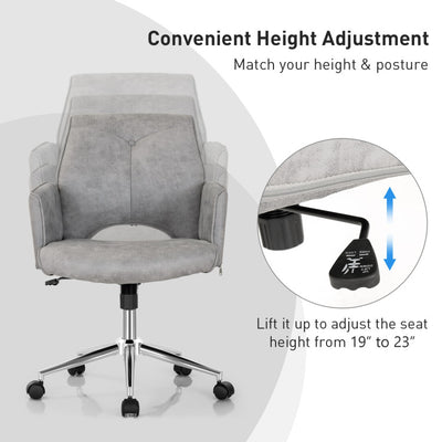 275LBS Adjustable Office Chair Swivel Hollow Mid Back Desk Chair Leisure Accent Chair Task Chair with Armrest and Rocking Function