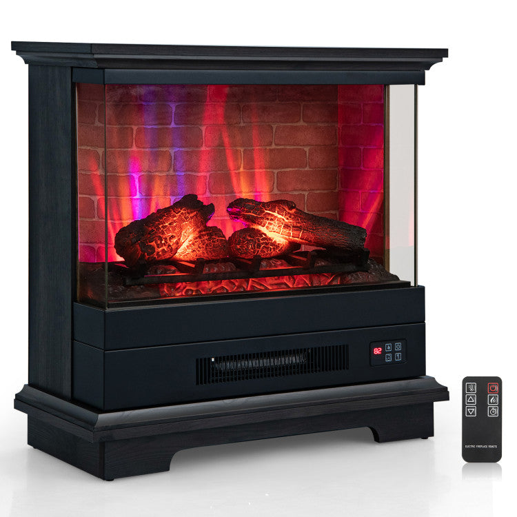 27 Inches Electric Fireplace Heater 1400W Freestanding Fireplace Stove with Remote Control and Timer