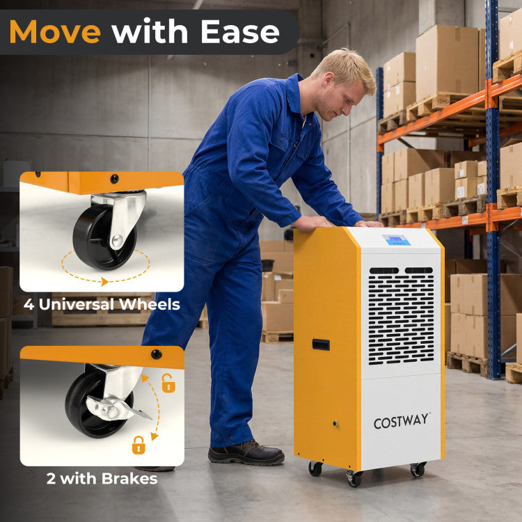 290 Pints Commercial Dehumidifier with Pump and Drain Hose for Basement Warehouse