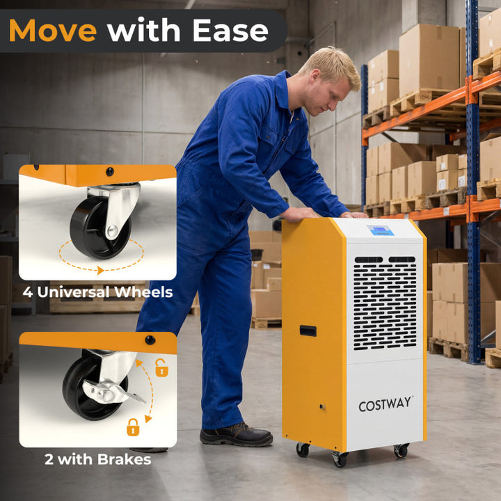 290 Pints Commercial Dehumidifier with Pump and Drain Hose for Basement Warehouse