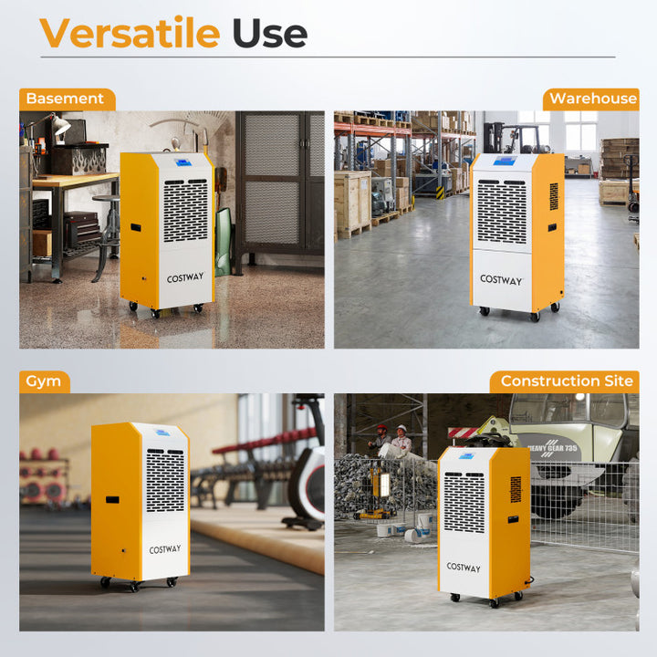 290 Pints Commercial Dehumidifier with Pump and Drain Hose for Basement Warehouse