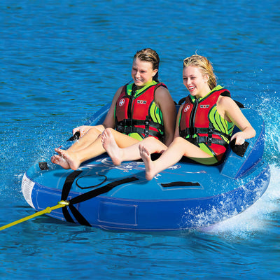 2 Person Inflatable Towable Tubes Water Sports Towables with Drainage for Boating