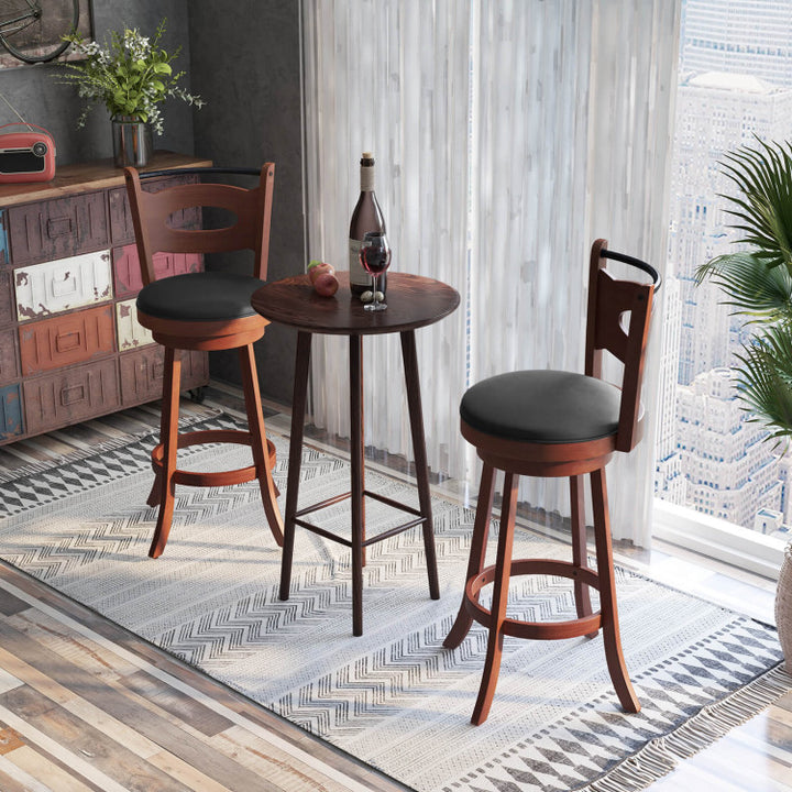 2 Pieces 360-Degree Swivel Bar Chairs Counter Height Barstool with Cushion and Footrest