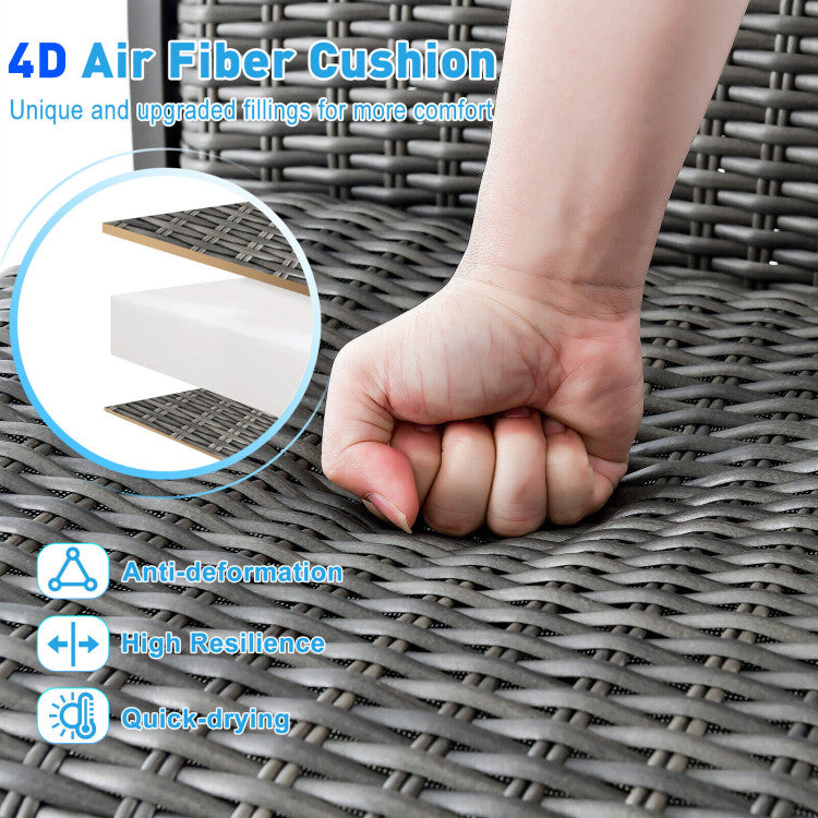 2 Pieces Patio Swivel Bar Chairs Set Aluminum 360° Swiveling Bar Height Stools with 4D Air Fiber Cushion