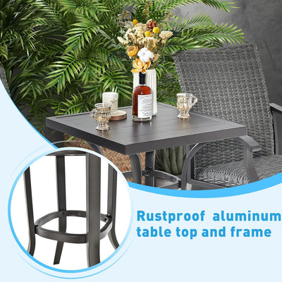 2 Pieces Patio Swivel Bar Chairs Set Aluminum 360° Swiveling Bar Height Stools with 4D Air Fiber Cushion