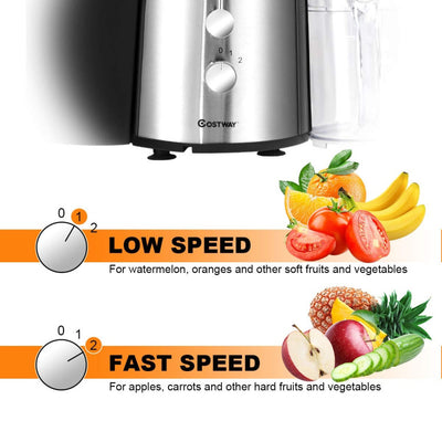 2 Speed Electric Juicer Machine Stainless Steel Juicer Extractor with Multi-safety Protections for Vegetable Fruit