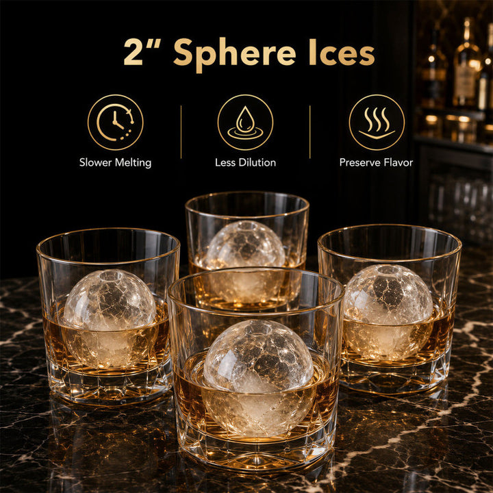 2 Inch Countertop Ice Ball Maker with 4 Ice Balls Made in 38 Minutes