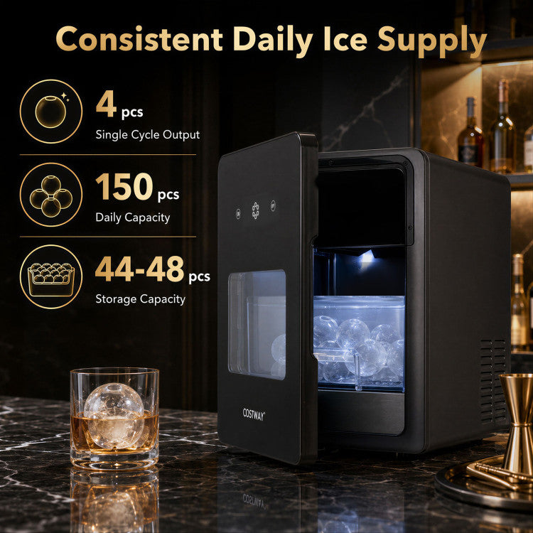 2 Inch Countertop Ice Ball Maker with 4 Ice Balls Made in 38 Minutes
