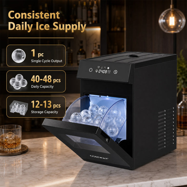 2 Inch Ice Ball Maker Countertop with Self-Cleaning and 8H Timer