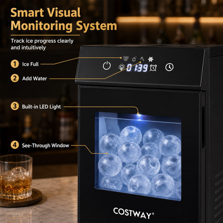 2 Inch Ice Ball Maker Countertop with Self-Cleaning and 8H Timer