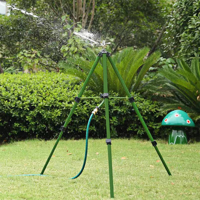 2 Pack Tripod Sprinkler Set Heavy Duty Impact Water Sprinklers on Tripod Base with 360 Degree Rotation, Height Adjustment, Filter